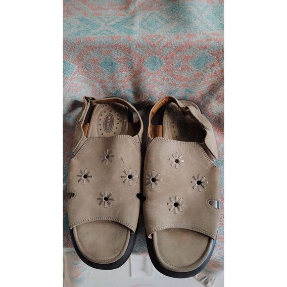 Dr Scholl's Women's Bone Tan Size 8 Floral Ankle Strap Open‎ Toed Sandal - Picture 8 of 9